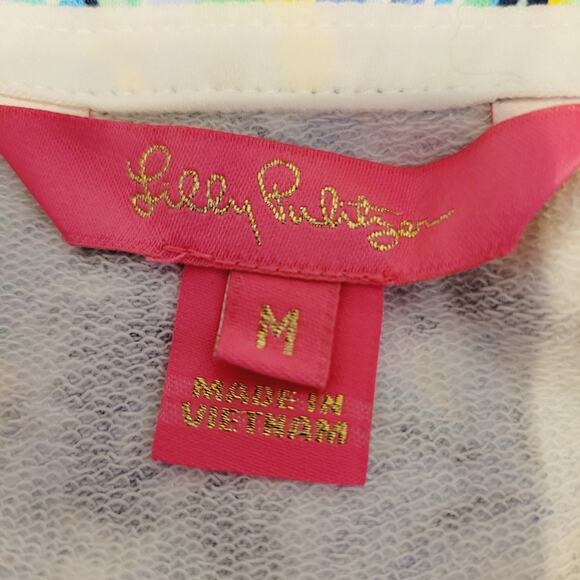 Lilly Pulitzer Jacket Medium Blue Betsey Floral Scuba Doo High Tide Athleisure - Picture 9 of 14